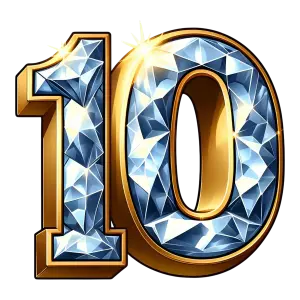 Diamond Encrusted Number 10 with Gold Trim