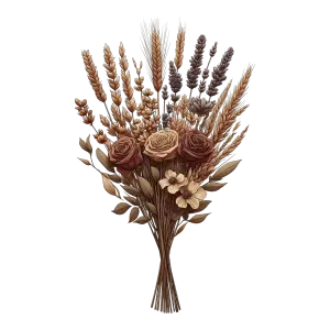 Rustic Dried Flower Bouquet with Wheat and Roses