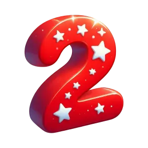 Red Number 2 with White Stars