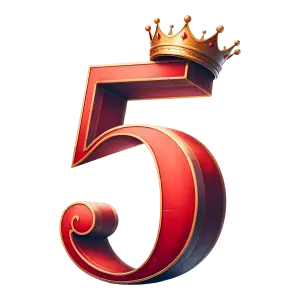 Red Number 5 with Golden Crown