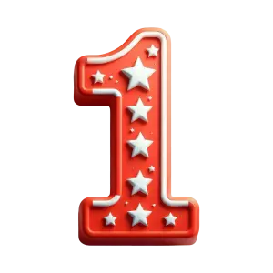 Red Number One with White Stars