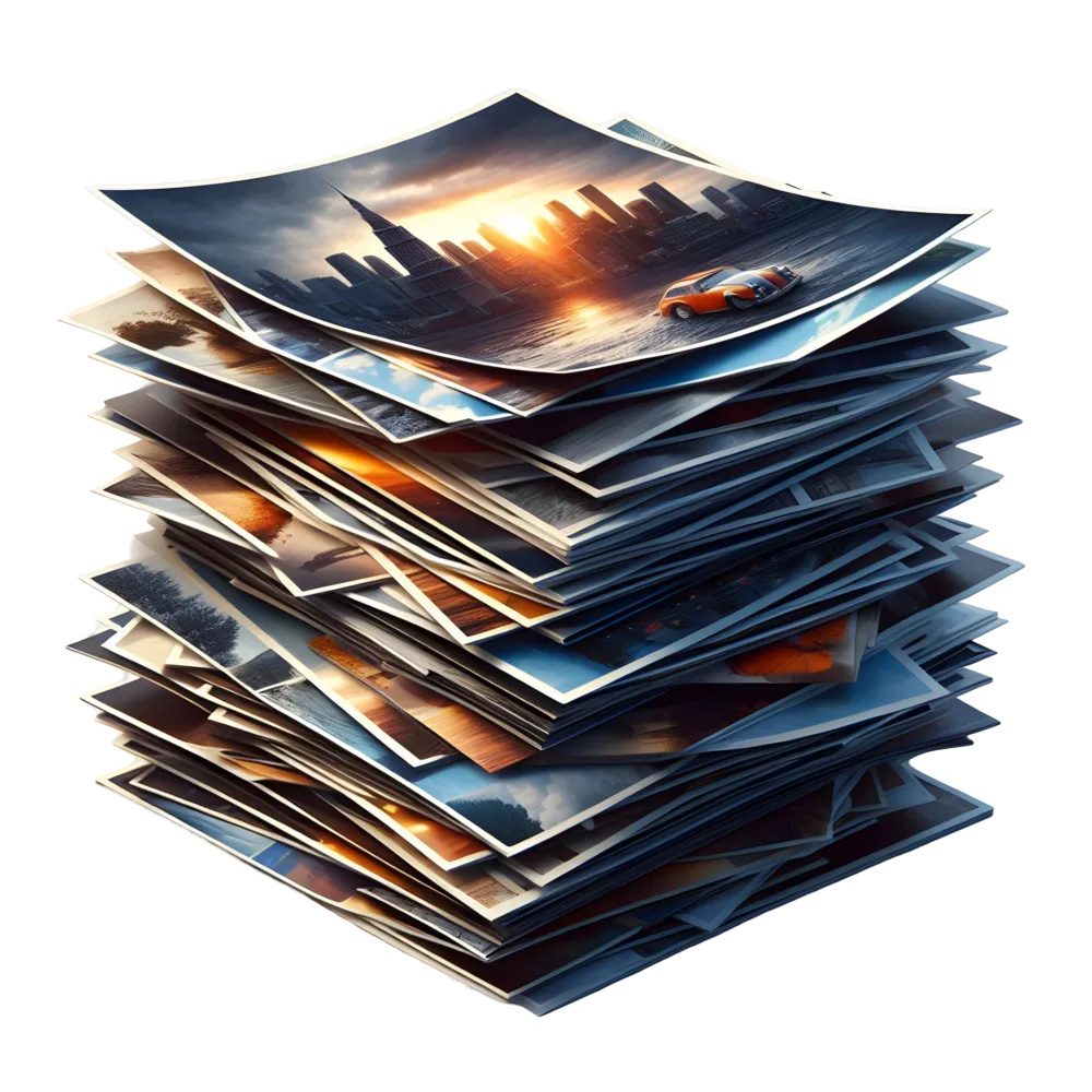 Stack of Printed Landscape and Cityscape Photos