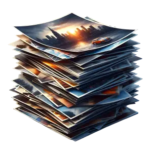 Stack of Printed Landscape and Cityscape Photos
