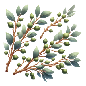 Green Fig Branches with Leaves Illustration