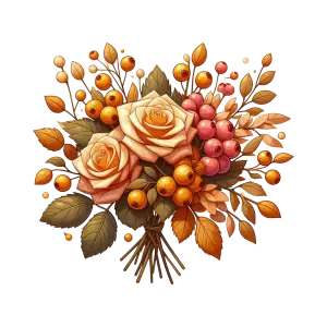 Autumn Bouquet with Cream Roses and Berries