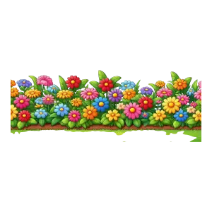 Colorful Cartoon Flower Garden Border