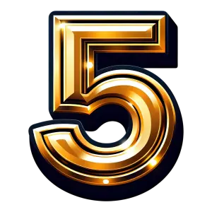 Shiny Golden Number 5 on Black Background