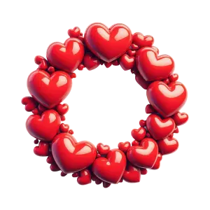 Red Heart Wreath Made of Glossy 3D Hearts
