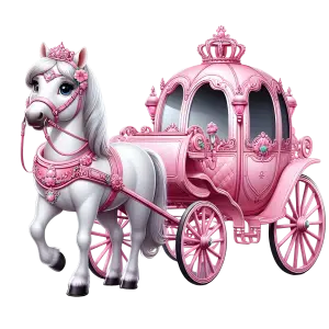 White Horse with Pink Royal Carriage