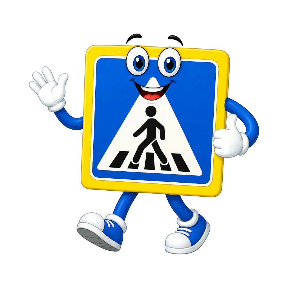 Walking Pedestrian Crossing Sign Mascot Character