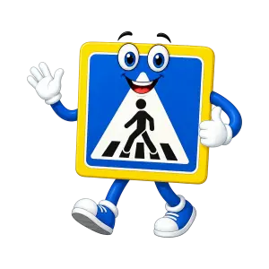 Walking Pedestrian Crossing Sign Mascot Character