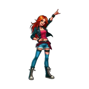 Cool Redhead Woman Making Rock Sign Hand Gesture