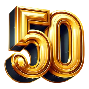 Golden 3D Number 50