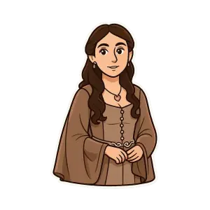 Medieval Woman in Brown Dress Illustration