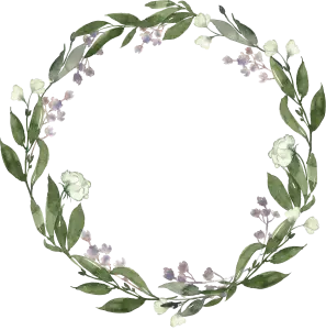 Watercolor Floral Wreath with Green Leaves and Soft Flowers