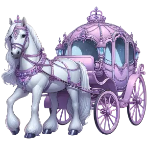 Fairytale White Horse and Pink Royal Carriage