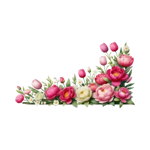 Floral Corner Border with Pink and White Flowers