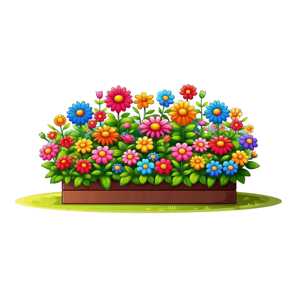 Colorful Flower Bed with Various Blooming Flowers