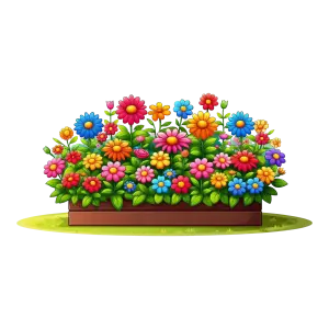 Colorful Flower Bed with Various Blooming Flowers