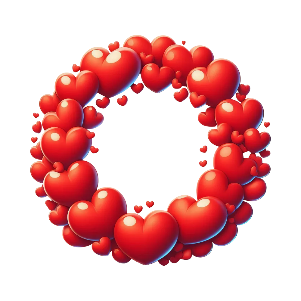 Circular Wreath Made of Glossy Red Hearts