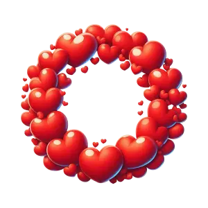 Circular Wreath Made of Glossy Red Hearts