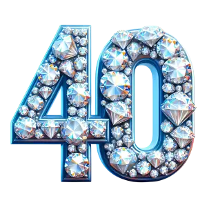 Blue Number 40 Decorated with Shiny Diamonds