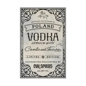 Vintage Poland Vodka Label with Centaur Tears Design