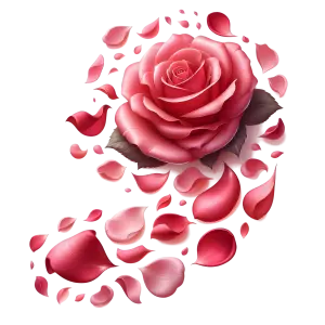 Pink Rose with Scattered Petals