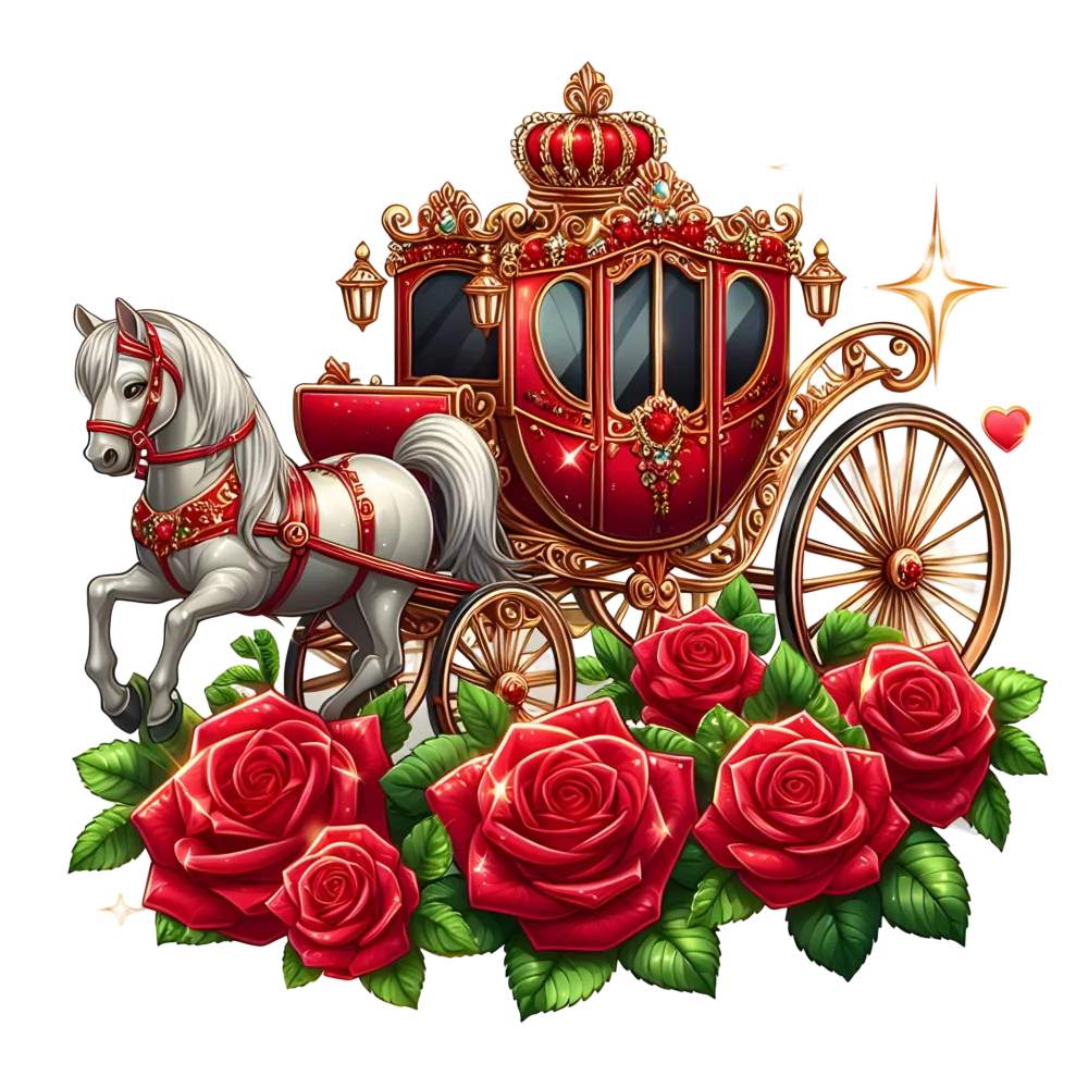 Decorative Royal Horse Carriage with Red Roses
