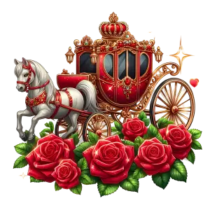 Decorative Royal Horse Carriage with Red Roses