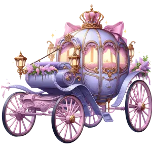 Elegant Purple and Pink Princess Carriage with Floral Decoration