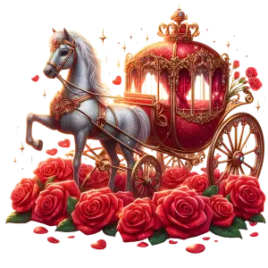 Elegant Royal Horse Carriage with Red Roses