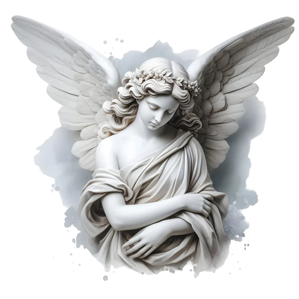 Elegant White Marble Angel Statue with Wings