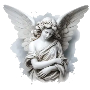 Elegant White Marble Angel Statue with Wings