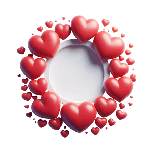 3D Red Heart Frame with Circular Center