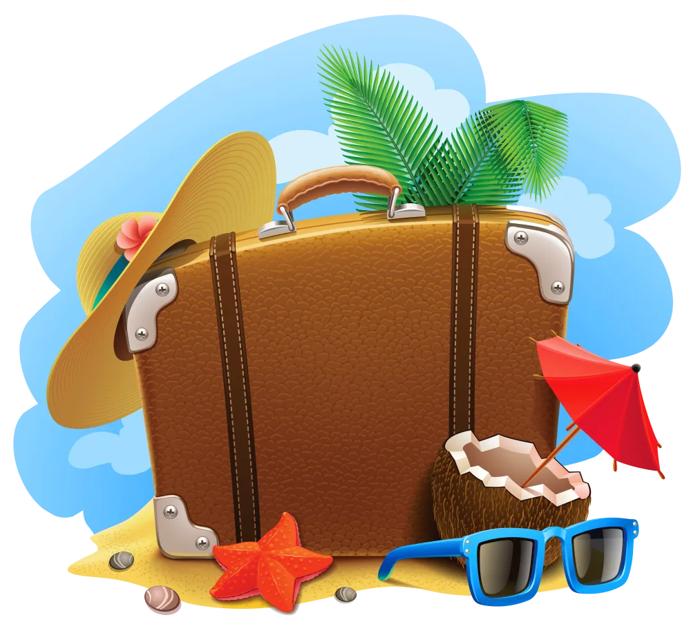 Summer Vacation Suitcase with Tropical Accessories