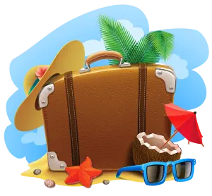 Summer Vacation Suitcase with Tropical Accessories