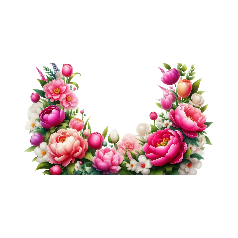 Floral Frame Border with Pink and White Flowers