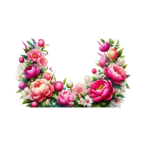 Floral Frame Border with Pink and White Flowers