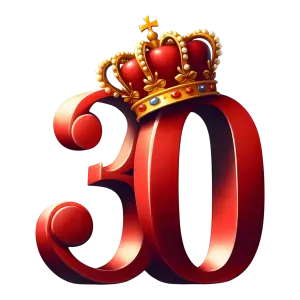Red Number 30 with Royal Crown