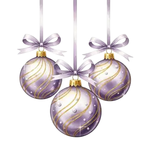 Elegant Purple and Gold Christmas Ornaments with Bows