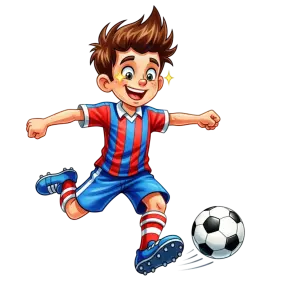 Happy Kid Playing Soccer Kicking Ball