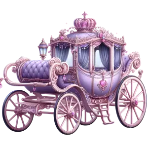 Pink and Purple Royal Horse-Drawn Carriage