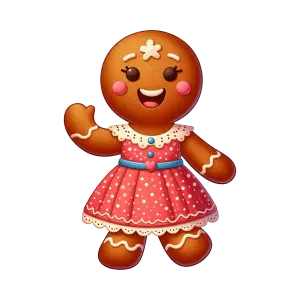 Cute Gingerbread Girl Cookie Wearing Pink Dress