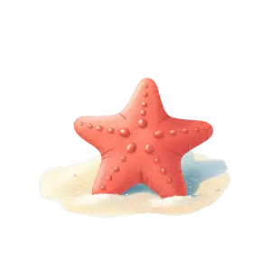 Red Starfish on Beach Sand Illustration