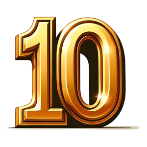 Shiny Gold Number 10 3D Icon