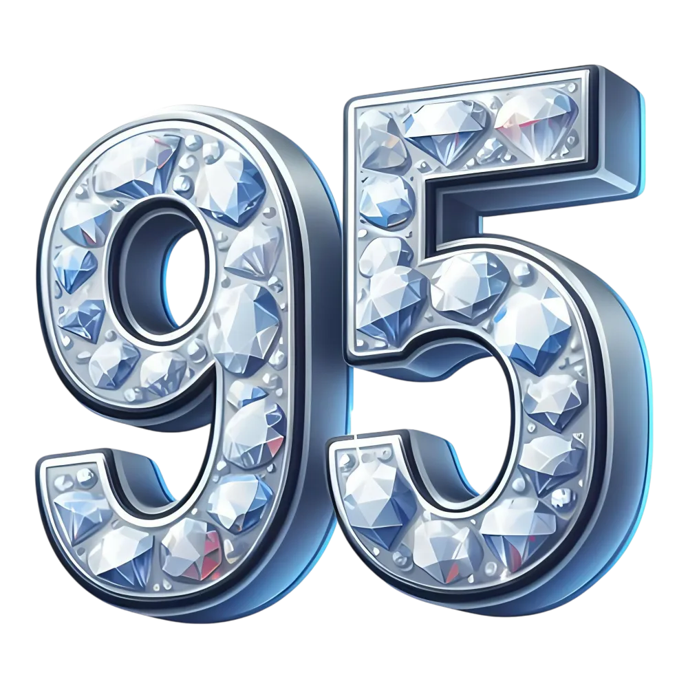 Number 95 in Diamond-Encrusted Silver Style