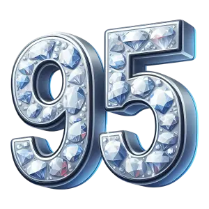 Number 95 in Diamond-Encrusted Silver Style
