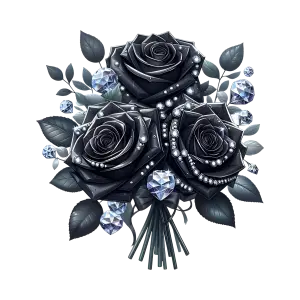 Bouquet of Black Roses with Diamond Accents