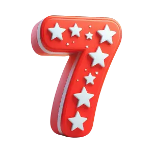 Red Number Seven with White Stars